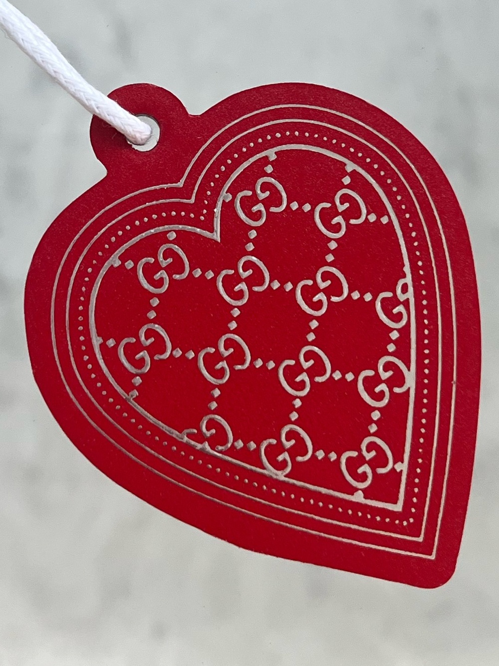 GUCCI Red Heart GG Guccisima Pattern Ornament Charm Tag